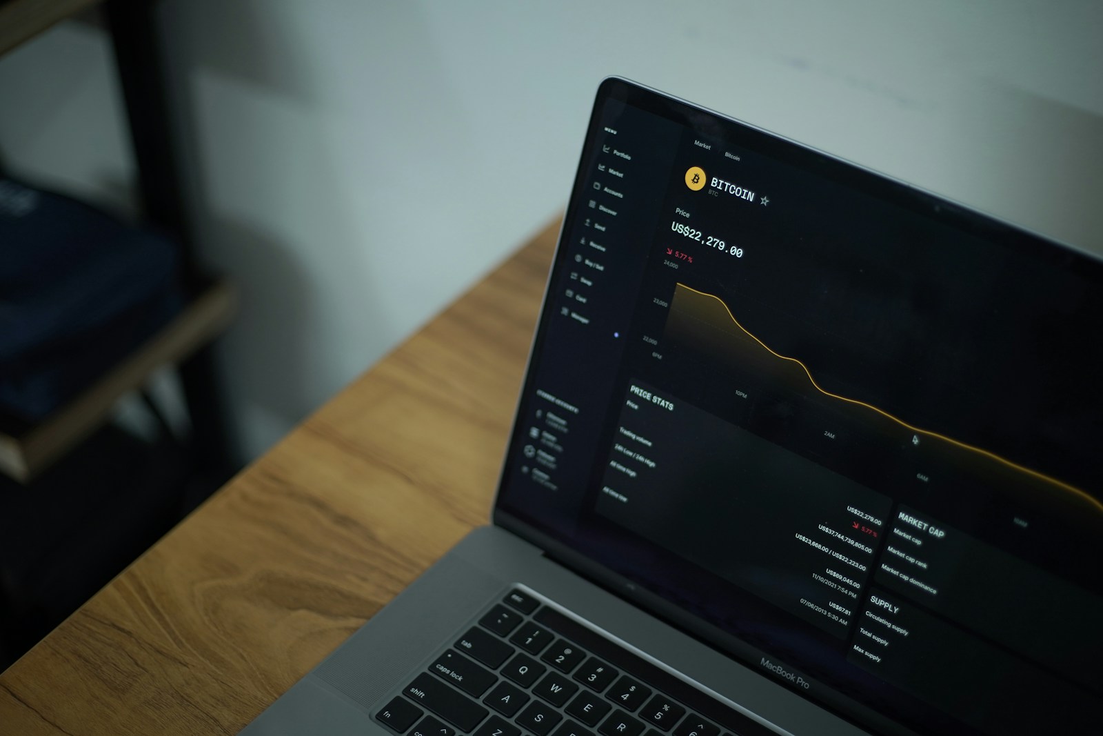 Dashboard de monetización con gráficos en dark mode en pantalla de laptop de desarrollo
